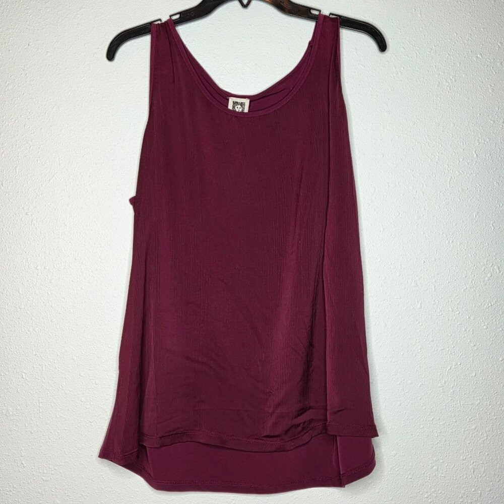 Anne Klein Crinkled Scoop-Neck Sleeveless Top - Chianti, XL